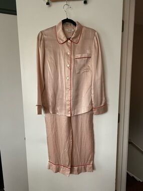 Boden Pink Silk Polka Dot Pajama Set - XS